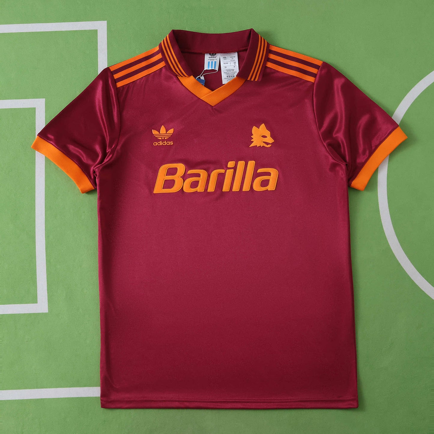 RETRO 92/93 A.S ROMA Fan Home TEE -RED & ORANGE