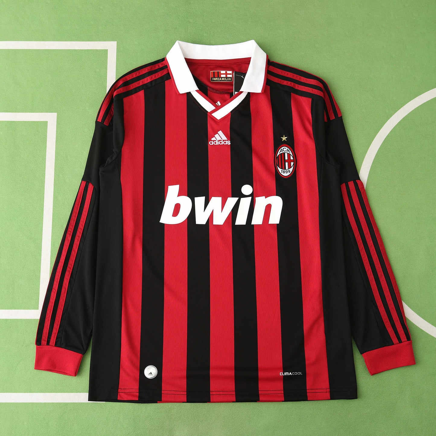 RETRO 0910 season A.C. Milan home Long sleeve retro Fan version- BLACK & RED
