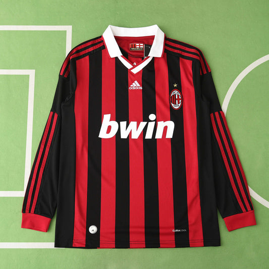 RETRO 0910 season A.C. Milan home Long sleeve retro Fan version- BLACK & RED