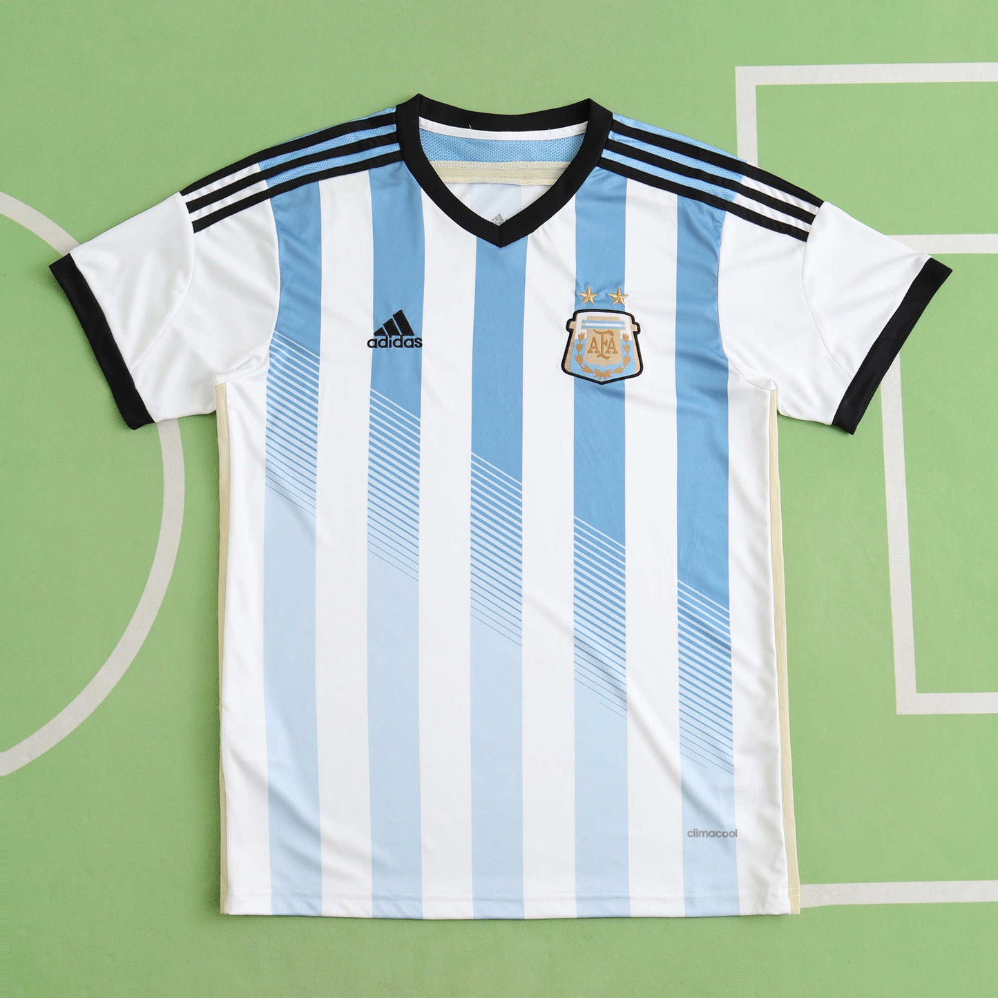 RETRO 2014 Argentina Home Fan TEE- BB BLUE & WHITE