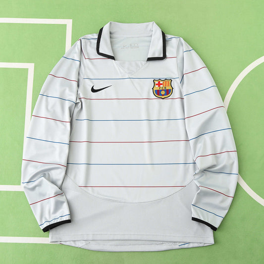 RETRO 03/04 season FC Barcelona  Barça away Long sleeved retro Fan version- WHITE