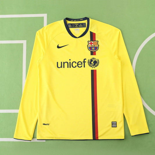 RETRO 08/09 season FC Barcelona  Barça away Long sleeved retro Fan version- YELLOW