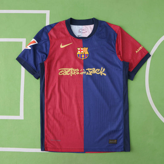 24/25 TRAVIS SCOTT FC Barcelona HOME Player TEE- BLUE & RED